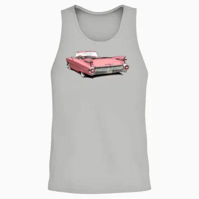 Classic Pink Cadillac Unisex Tank Top - Ash