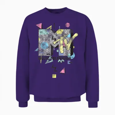 Mtv Retro Shape Design Logo Graphic Unisex Sweatshirt - Purple