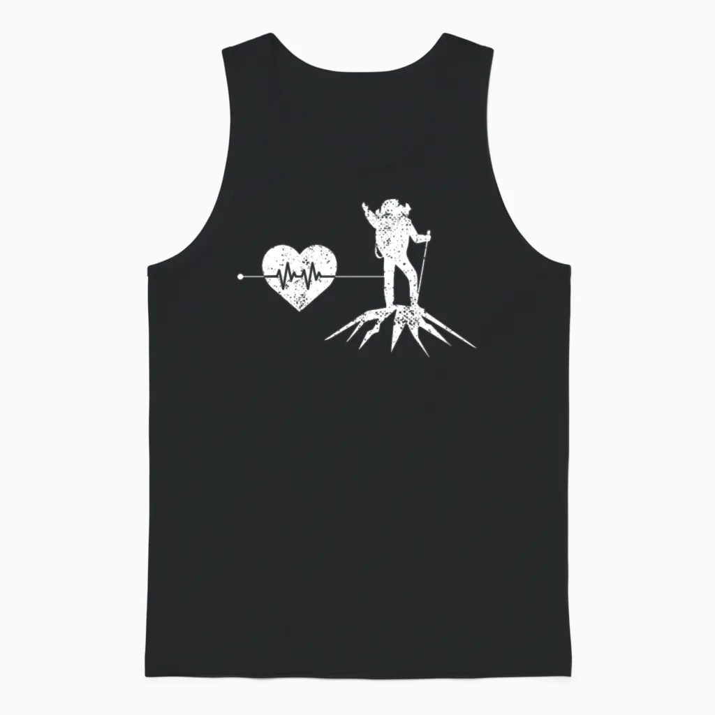 Hiking Heartbeat & Outdoors Unisex Tank Top in Black