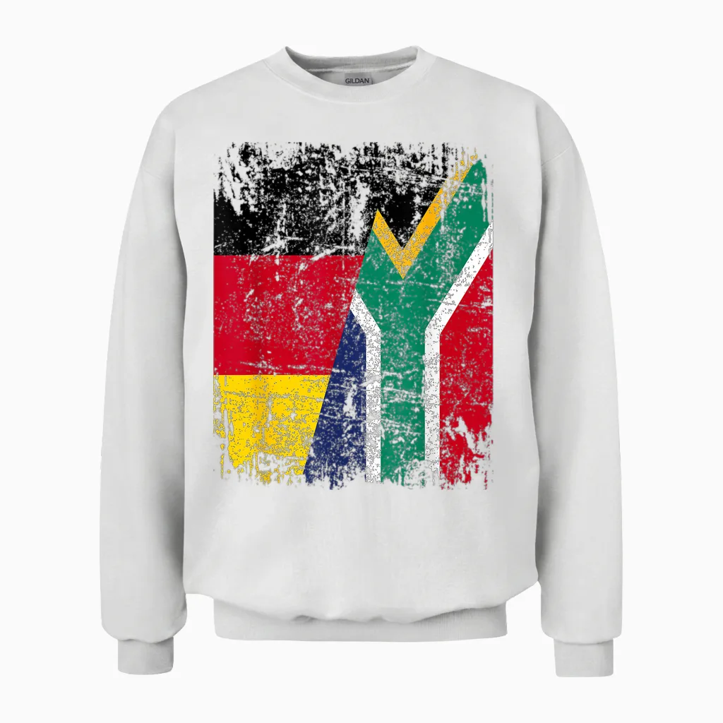Südafrika Deutschland Flagge | Damen Herren Kinder Südafrika Unisex Sweatshirt in White