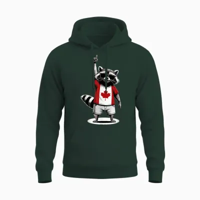 Waschbär Kanadische Flagge Rocks Funny Kanada Unisex Hoodie - Forest