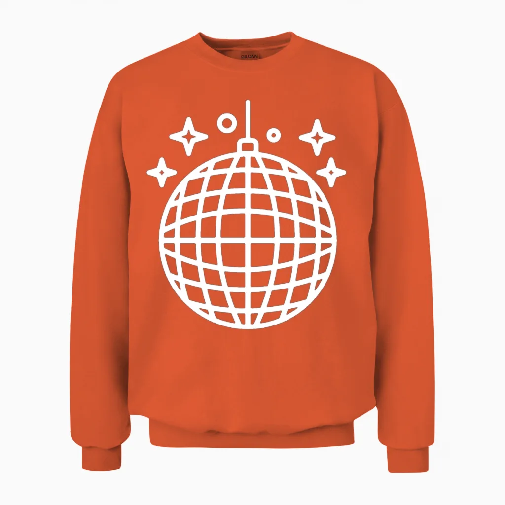 Disco at the Party Funny Unisex Sweatshirt in Orange