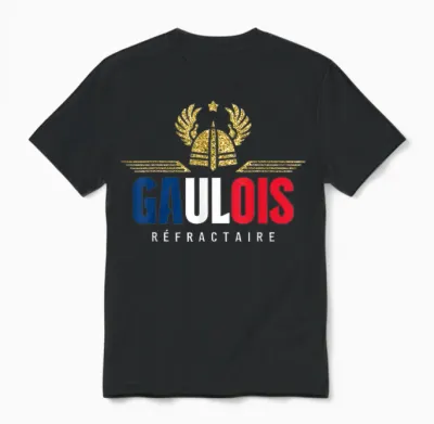 Gaul Refractory Patriot Humour Proud to Be French T-Shirt, Black, S Unisex T-Shirt - Black