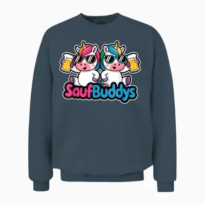 Saufbuddy Saufbuddys Saufen Bier Alkohol Party Einhorn Unisex Sweatshirt - Dark Heather