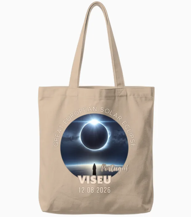 Viseu, Portugal Great European Solar Eclipse 2026 Manche Longue Tote Bags in Natural