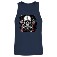 Skull Trash Polka Heavy Metal Rock Unisex Tank Top - Navy – 2