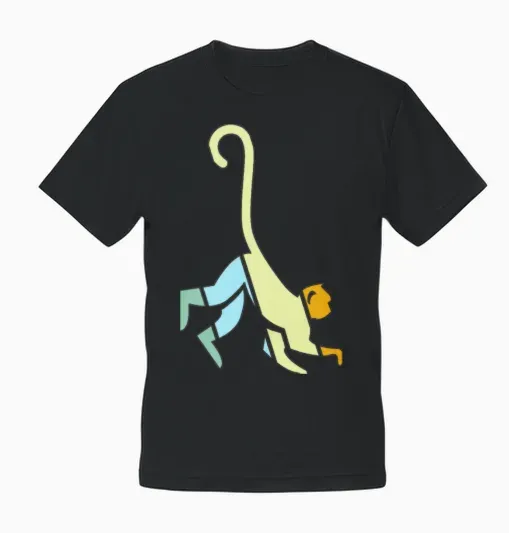 Monkey Retro Unisex T-Shirt - Black