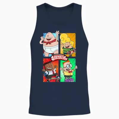 Captain Underpants the First Epic Movie 4 Square Friends Unisex Tank Top - Navy