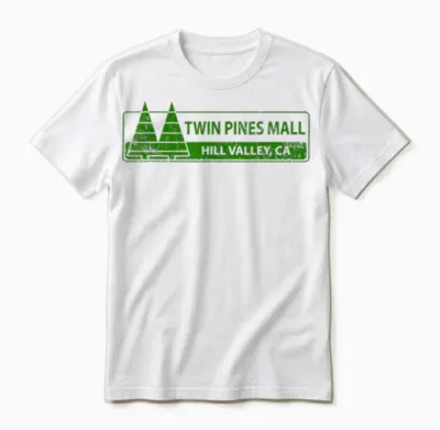 Twin Pines 80er Jahre Future Mall Back Hill Valley Film Fan Lone Unisex T-Shirt - White