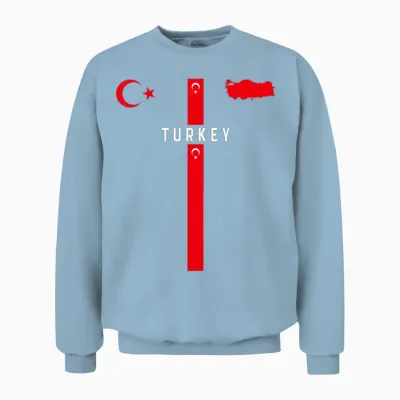 Türkei-Flagge, Silhouettenkarte Der Türkei, Nationales Emblem Unisex Sweatshirt - Light Blue