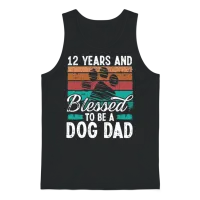 12 Year Old Dog Dad 12 Birthday Retro Dog Father Unisex Tank Top - Black – 1