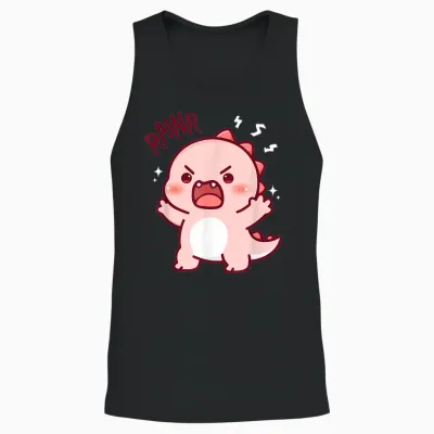 Niedlicher Dinosaurier Brüllender Kawaii Dino Rawr Lustige Mädchen Kinder Unisex Tank Top - Black