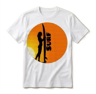 Surfer Girl at Sunset Unisex T-Shirt - White