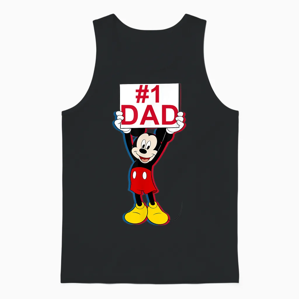 Disney Mickey Mouse Dad Mickey Mouse Big Logo Father's Day Unisex Tank Top in Black