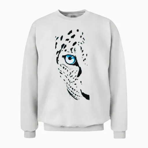 Leopard Eye Abstract Design Unisex Sweatshirt in White