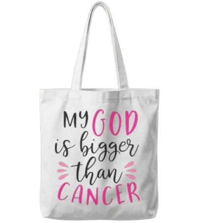 My God Is Bigger Than Cancer,breast Cancer Support Tote Bags - White