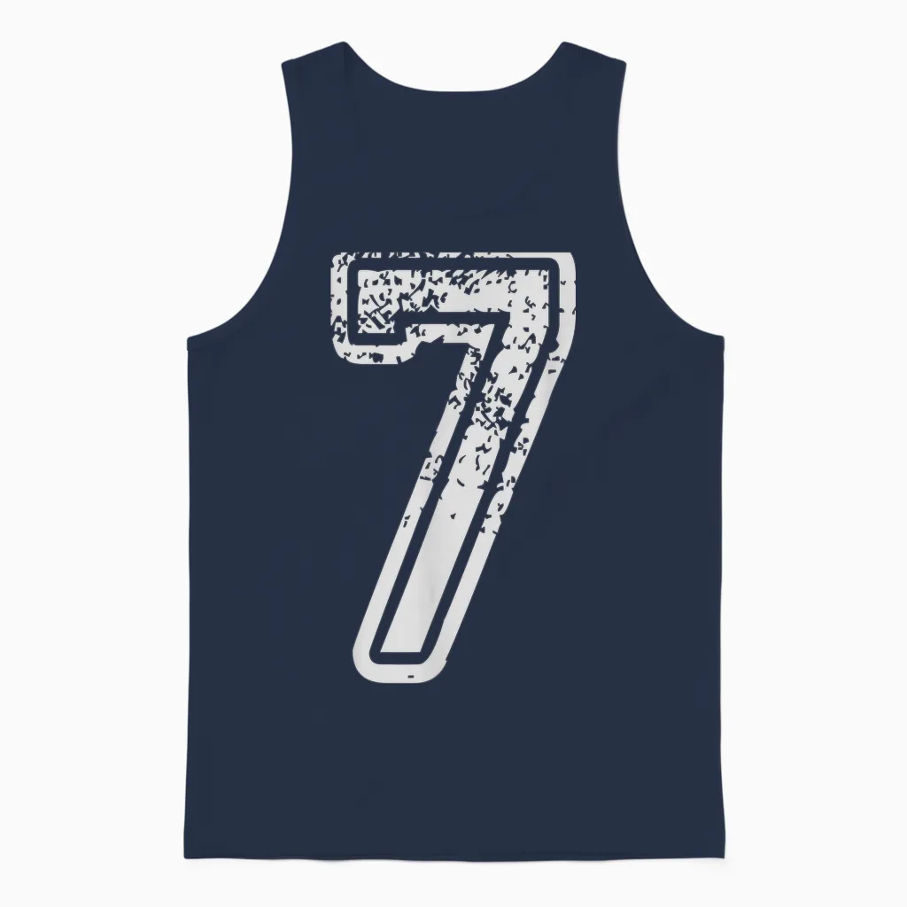 Team Jersey Uniforms Number 7 Seven School Sports Birthdays Unisex Tank Top in Navy