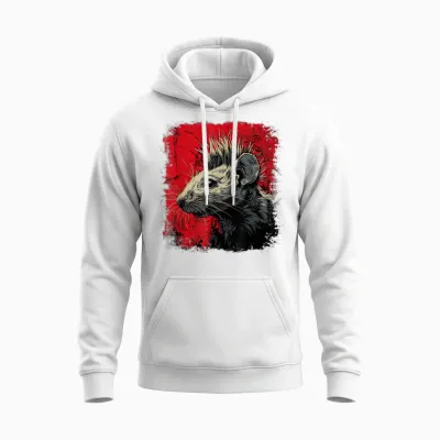 Punk Rock Rat Unisex Hoodie - White
