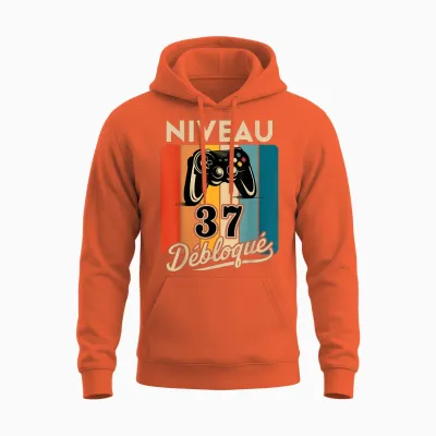 Level 37 Years Man 1988 Birthday Gamer Level 37 Man Unisex Hoodie - Orange