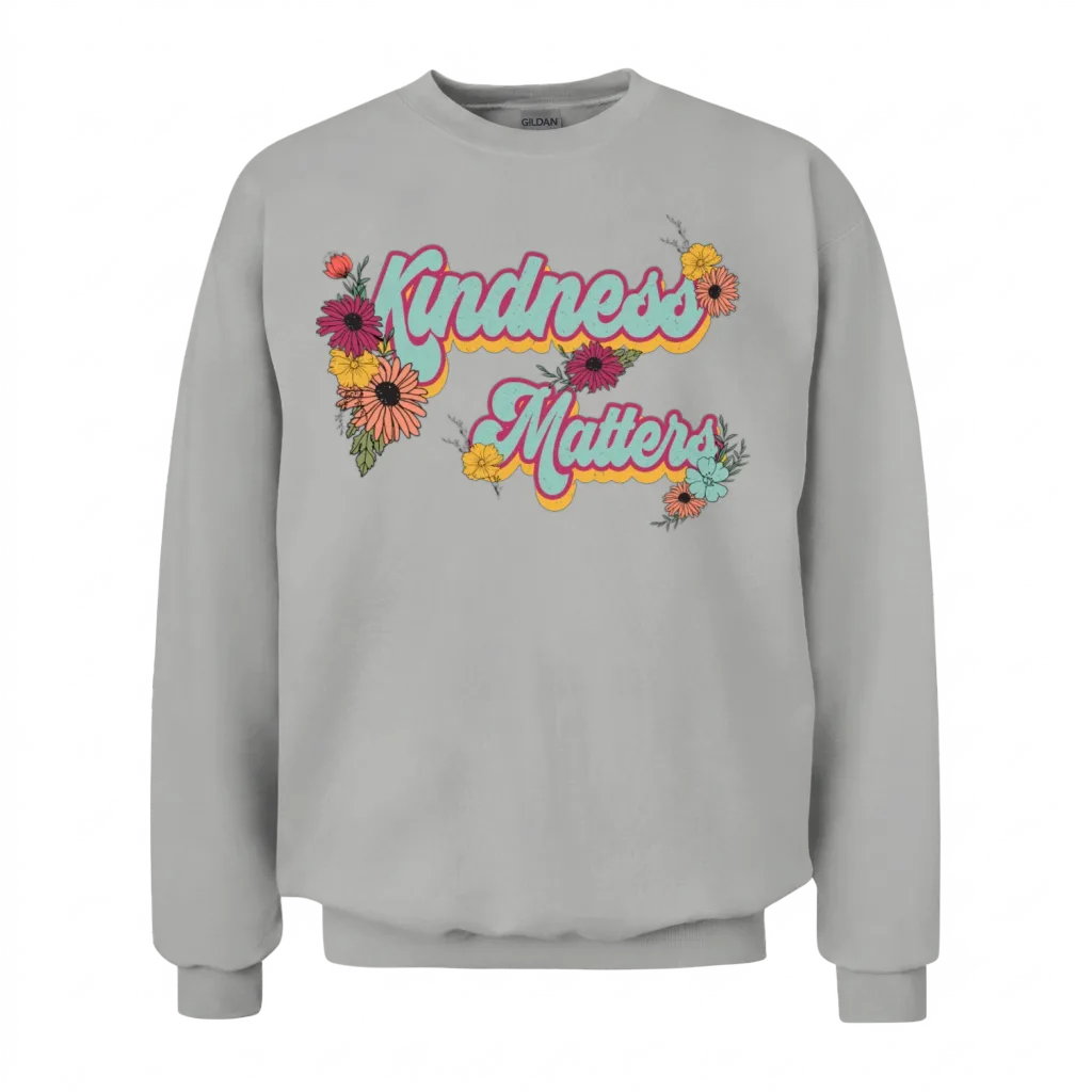 Kindness Matters Retro Unisex Sweatshirt - Ash