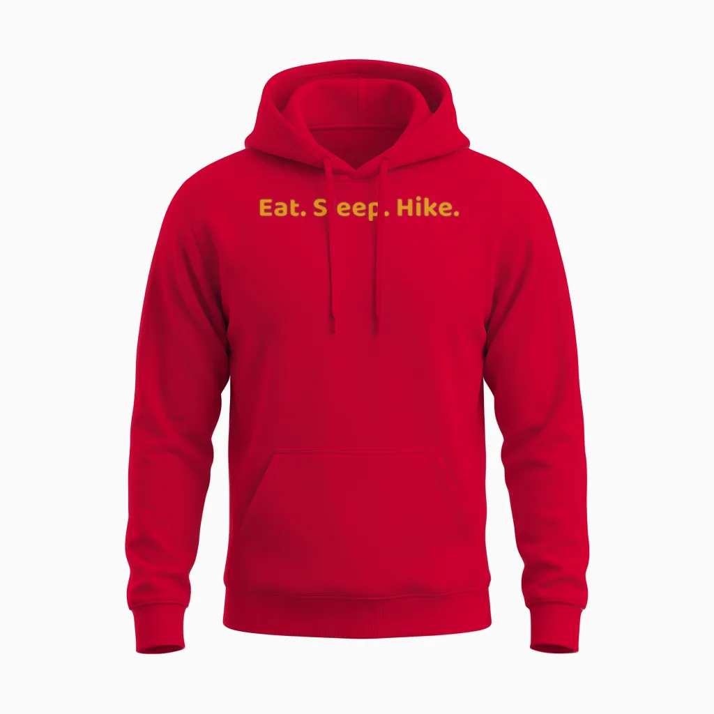 Eat Sleep Hike Hiking & Outdoors Gift Unisex Hoodie in Red