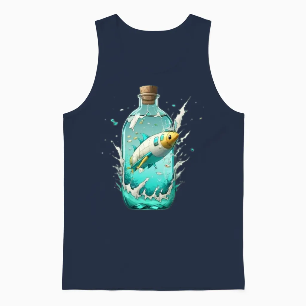 Supersonic Underwater Travel Unisex Tank Top in Navy