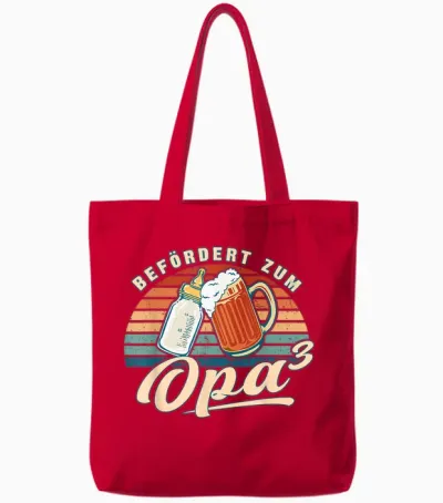 Befördert Zum Opa 3 Enkelkind Werdender Opa Tote Bags - Red