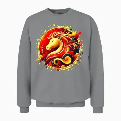 Chinese New Year 2026 Horse Happy Chinese New Year 2026 Unisex Sweatshirt - Sport Grey