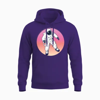 90s Retro Astronaut Sunset Unisex Hoodie - Purple