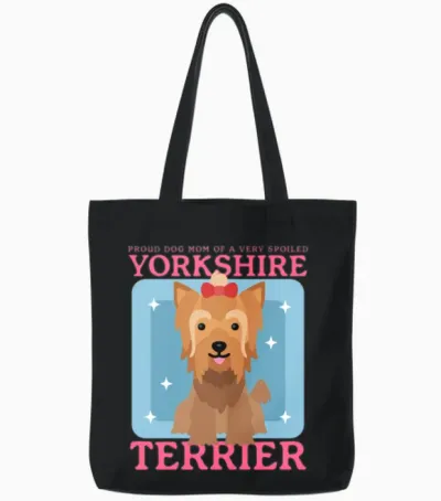 Yorkshire Terrier Dog Mom Yorkie Dogs Tote Bags - Black