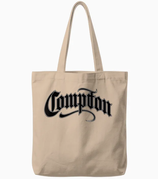 Compton West Coast Gangsta Rap White Style 04 T-Shirt, White, S Tote Bags in Natural