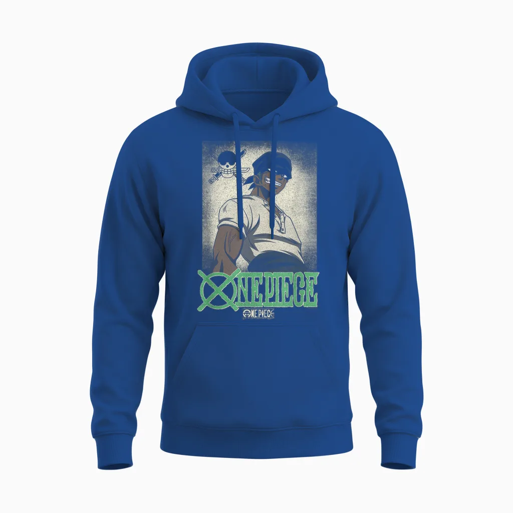 One Piece Anime Vintage Illustration Roronoa Zoro Unisex Hoodie in Royal