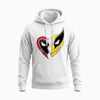 Marvel Studios Deadpool & Wolverine Best Friends Heart Charm Unisex Hoodie - White