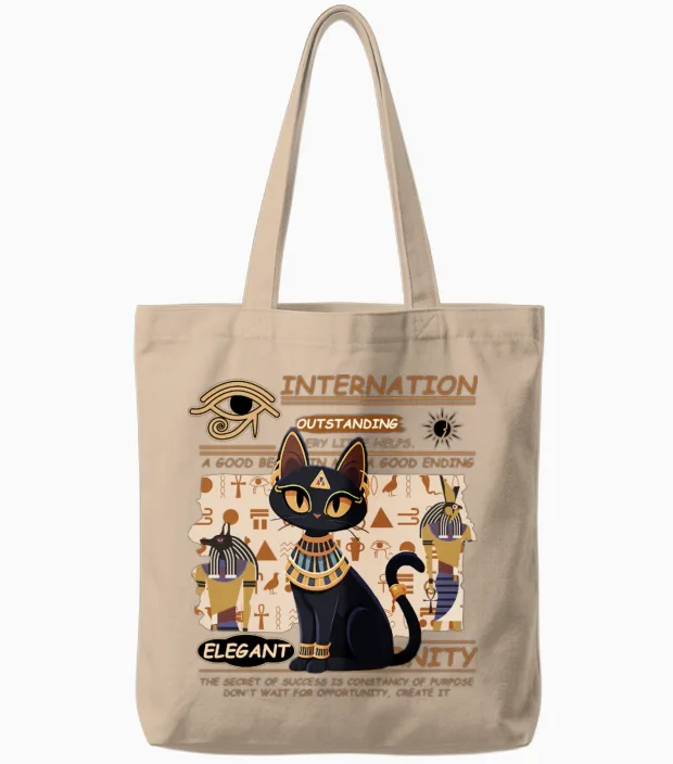 Royal Egyptian Black Cat - Lovers Tote Bags in Natural
