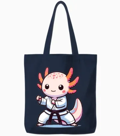 Sports Axolotls Martial Arts Karate Axolotl Tote Bags - Navy