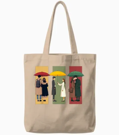 K-Drama Lover Korean Drama Boy with Umbrella Kawaii Kdrama Tote Bags - Natural