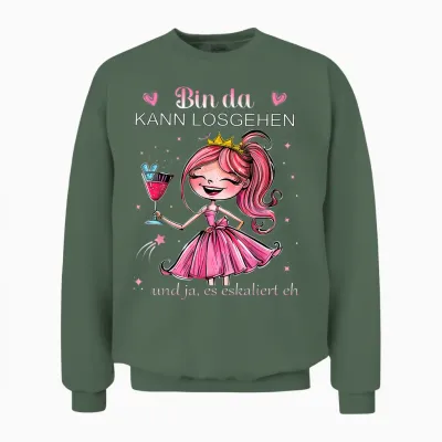 Women's Princess Bin Da Kann Losgehen Es Escaliert Eh Costume T-Shirt, Black Unisex Sweatshirt - Military Green