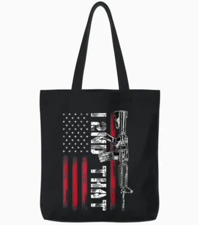 I 2nd That Second Amendment Pro Gun American Flag Patriotic Tote Bags - Black
