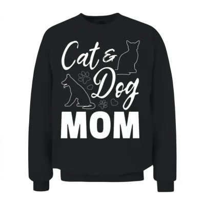 Cat & Dog Mom - Dog Cat Mama Dog Mama Dog Lover Unisex Sweatshirt - Black