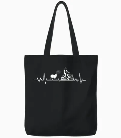 Rasenmäher Rasen Mähen Garten Schaf Herzschlag Spruch Tote Bags - Black