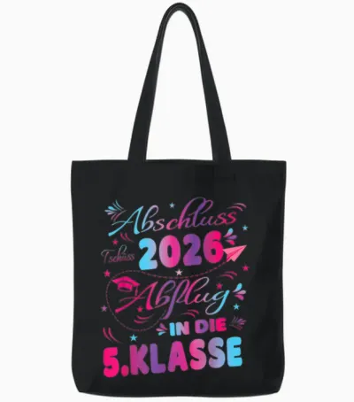 Abschluss Grundschule 2026 Einschulung 5.klasse Mädchen Tote Bags - Black