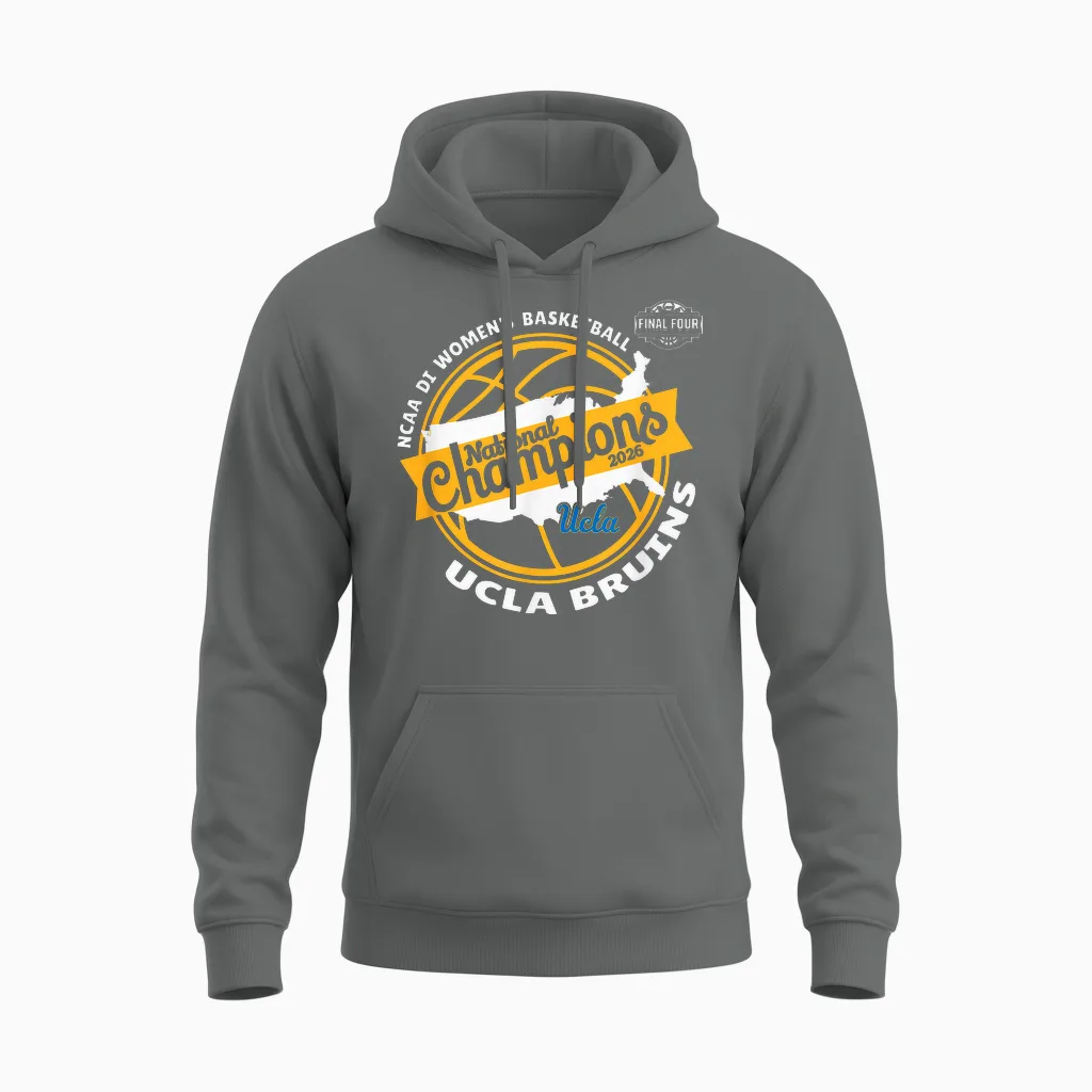 Ucla Bruins Women's Basketball 2026 National Champs Black Unisex Hoodie in Graphite Heather