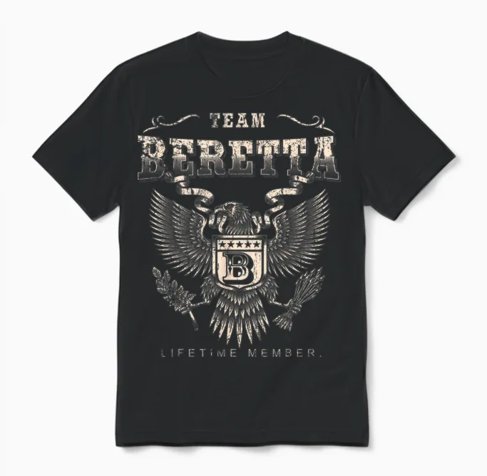 Team Beretta Lifetime Member - Beretta Name T-Shirt, Black Unisex T-Shirt in Black