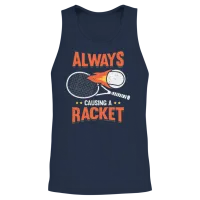 Always Causing a Racket Tennis Player Gift Unisex Tank Top - Navy – 2