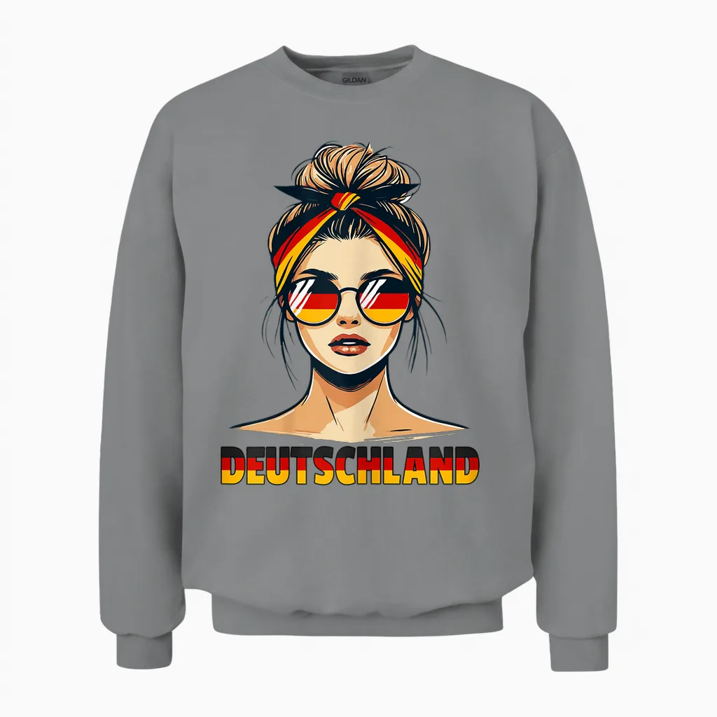 Deutsches Mädchen Liebt Deutschland Flagge Deutsches Mädchen Deutschland Unisex Sweatshirt in Sport Grey