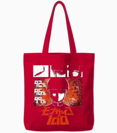 Mob Psycho 100 Emotion Power Percentage Collage Anime Tote Bags - Red