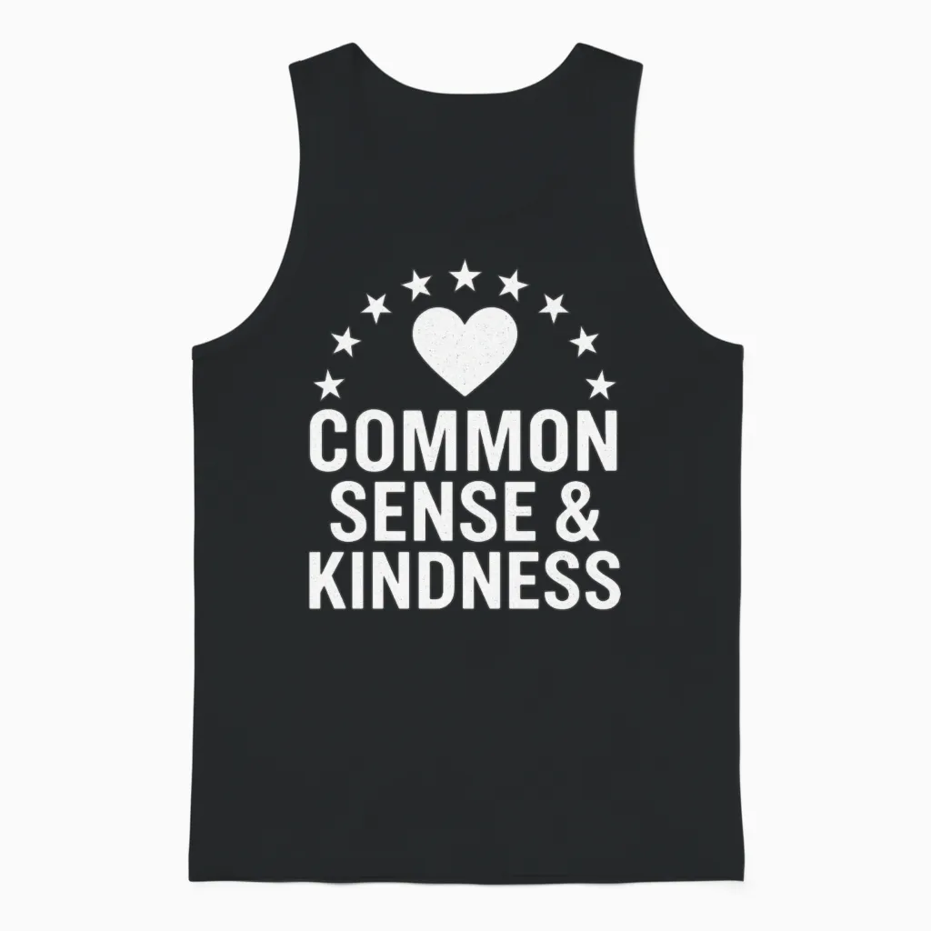 Common Sense & Kindness Vintage Unisex Tank Top in Black