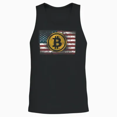 Bitcoin Crypto Usa American Unisex Tank Top - Black