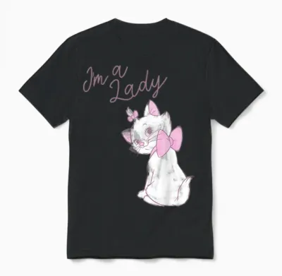 Disney the Aristocats Marie I'm a Lady Portrait T-Shirt, White, S Unisex T-Shirt - Black