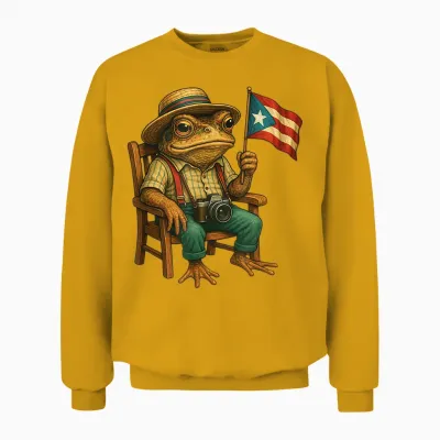 Funny Coqui Frog Puerto Rico Flag Taino Boricua Hispanic Unisex Sweatshirt - Gold